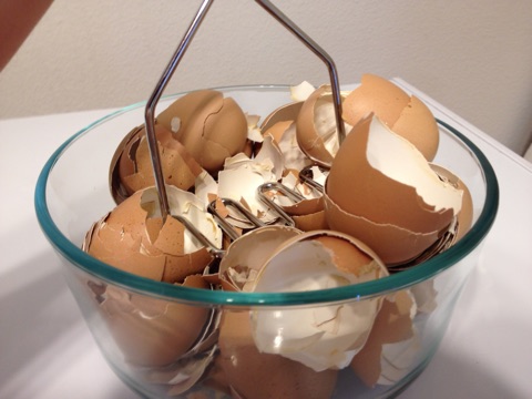 Eggshells being smashed